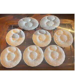 9 ¾” Artichoke Plates Set of 8, All White Divided into 3 Sections